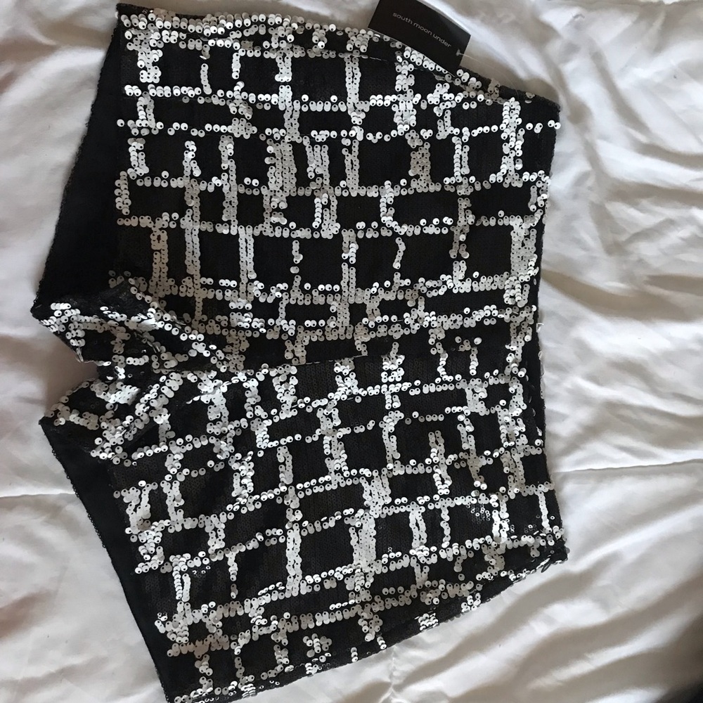 Sequin black & white shorts